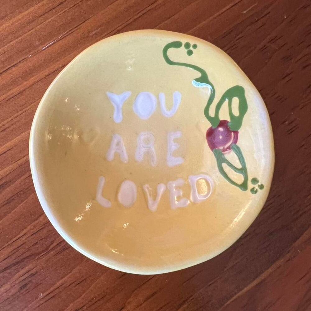 Yellow ceramic bowl with you